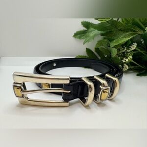 BRIGHTON SLIM BLACK LEATHER BELT WITH ACCENTS SIZE S/ 28